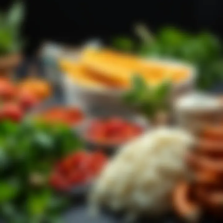 Ingredients for sambali displayed in an organized manner