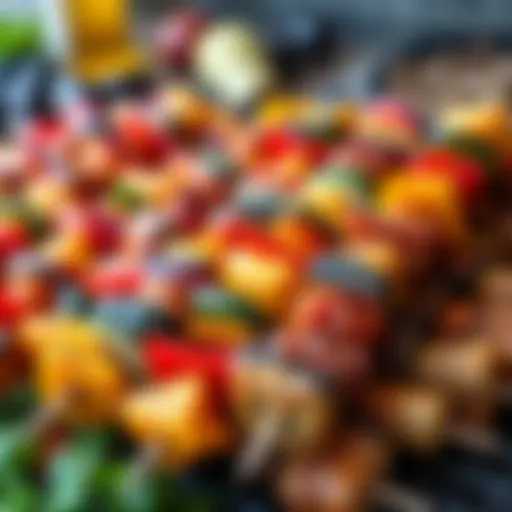 Colorful Kebabs Ready for Grilling A vibrant display of colorful kebabs ready for grilling