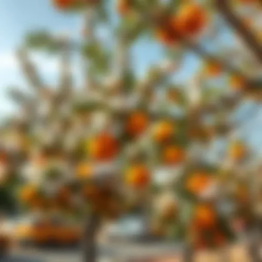 Blossoming orange trees during the festival