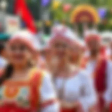 Festival Attire and Celebration Participants dressed in traditional attire celebrating the festival