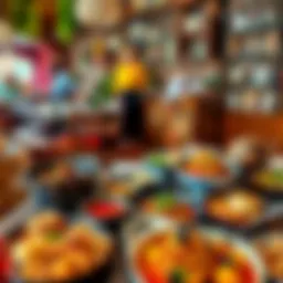 A vibrant dining setting in Ankara featuring a variety of dishes