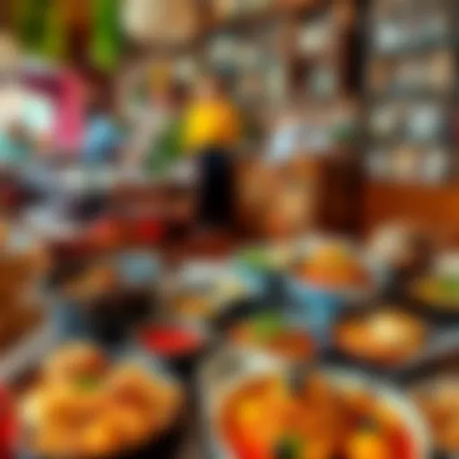 A vibrant dining setting in Ankara featuring a variety of dishes