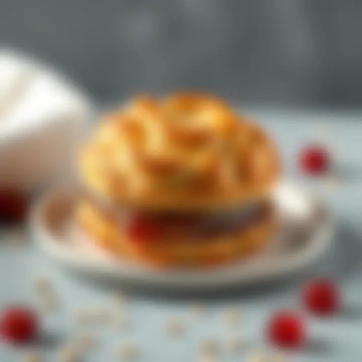 Artistic presentation of a biscuit dessert