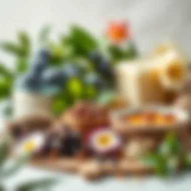 An elegant arrangement of natural ingredients used in skincare products