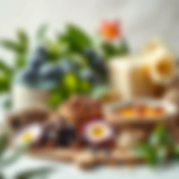 An elegant arrangement of natural ingredients used in skincare products