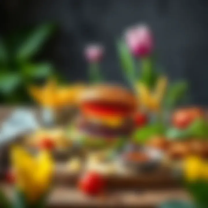 A beautifully arranged fast food meal celebrating spring