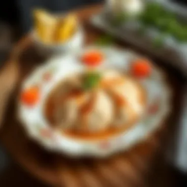 Elegant Presentation of Bayram Çöreği An elegant serving suggestion for bayram çöreği, garnished with herbs and presented on a decorative plate.