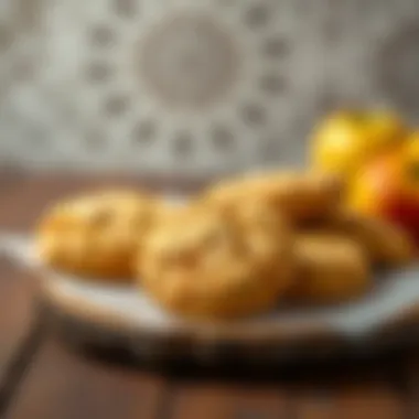 Golden-Brown Apple Cookies Golden-brown apple cookies on a rustic wooden table