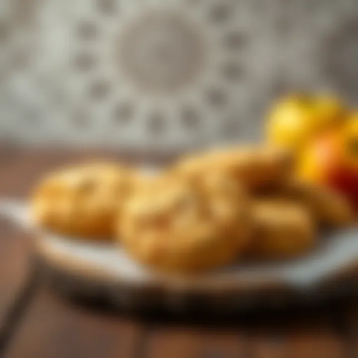 Golden-Brown Apple Cookies Golden-brown apple cookies on a rustic wooden table