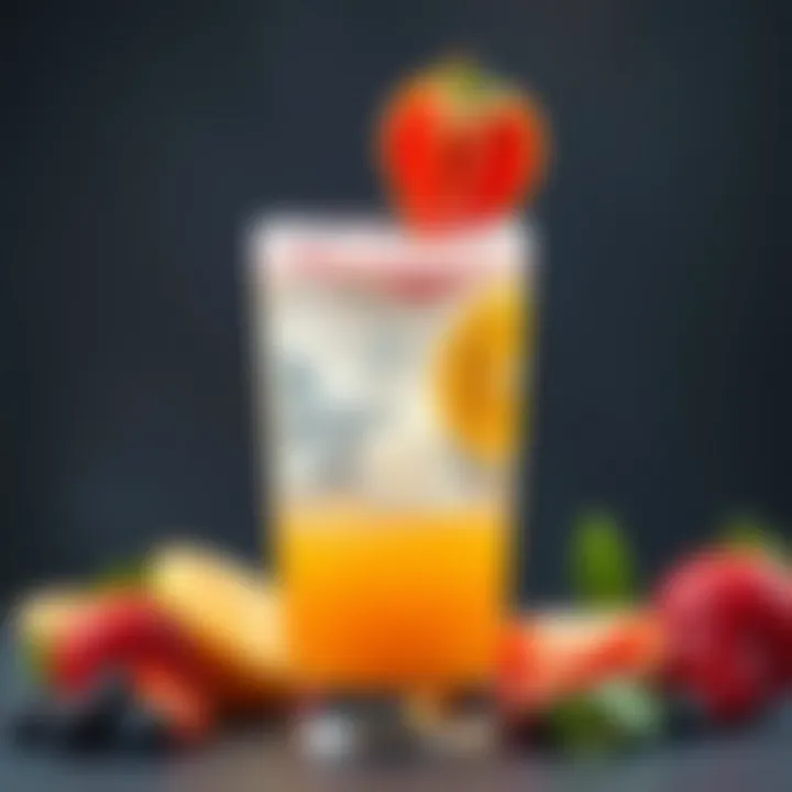 A vibrant glass of fresh fruit juice showcasing its natural color and texture