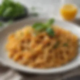 Delicious Bim pasta dish garnished with fresh herbs