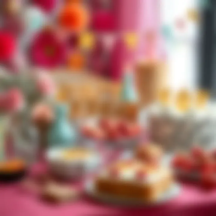 A joyful birthday celebration setup with decorations and treats