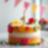 A beautifully decorated first birthday cake with vibrant colors