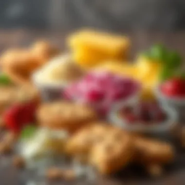 Variety of ingredients for biscuit desserts