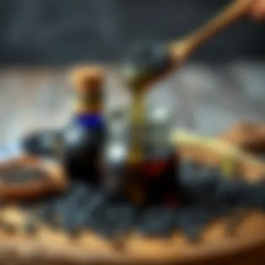 An artistic display of black seed oil being applied to the skin