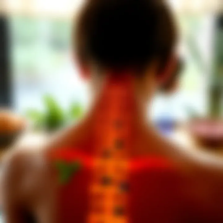 Visualization of deep breathing techniques for neck relief