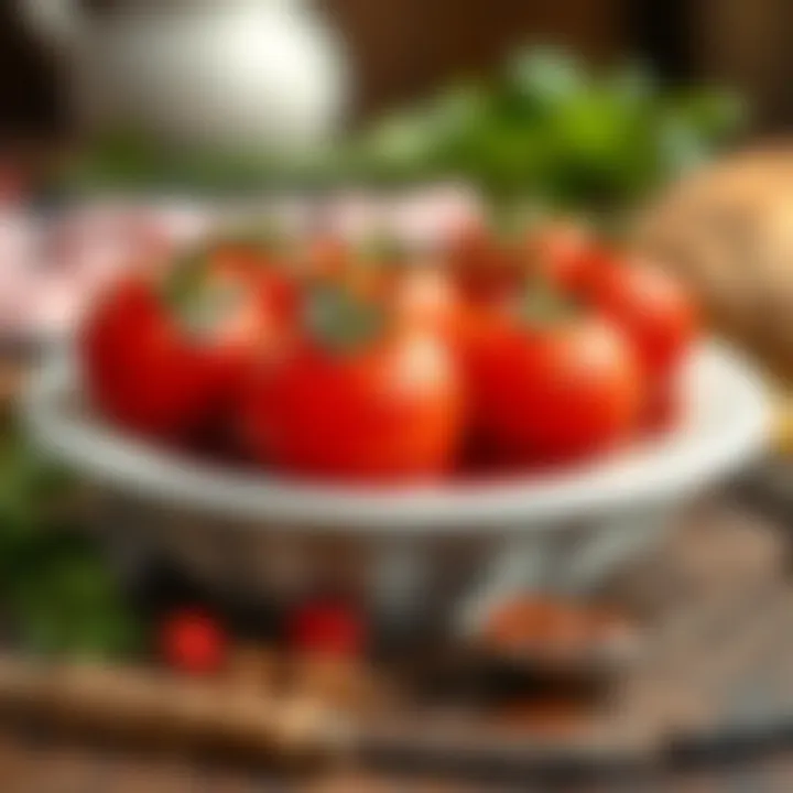 Fresh ingredients used in Bursa Iskender Kebab including tomatoes and spices.