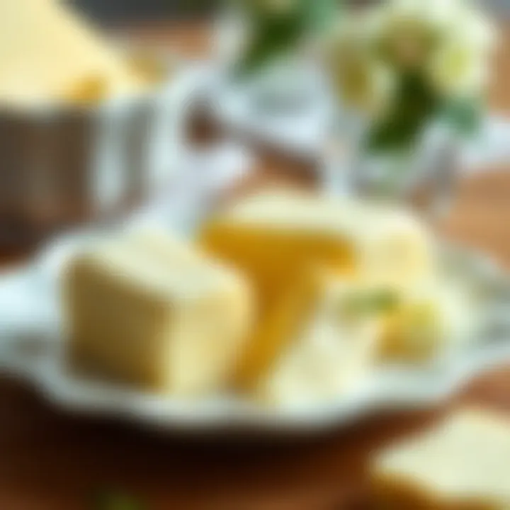 Rich and creamy butter displayed in a beautiful dish