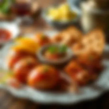 A beautifully arranged plate of Saray Sarması showcasing its intricate details and garnishes.