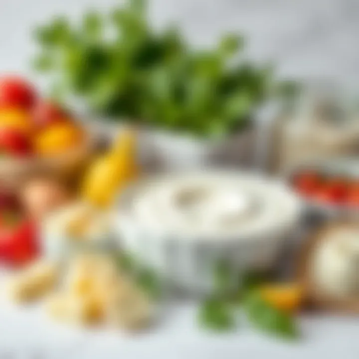 An assortment of fresh ingredients ready for cake preparation.