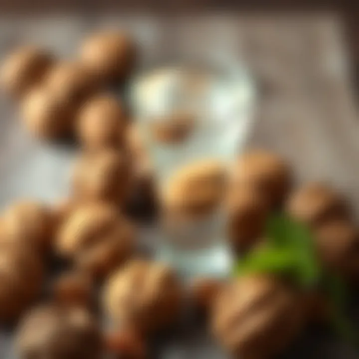 Natural Essence of Walnut Water A glass of walnut water surrounded by walnuts illustrating its natural essence