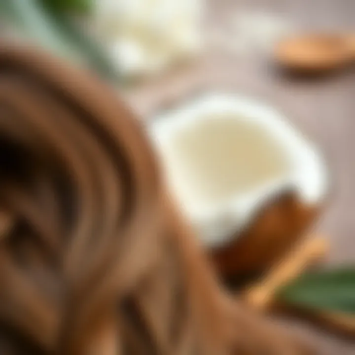 Coconut oil application on hair