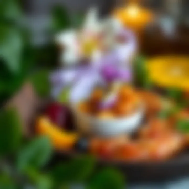 A beautifully arranged dish incorporating Tear of the Prophet flower, highlighting its role in modern cuisine.