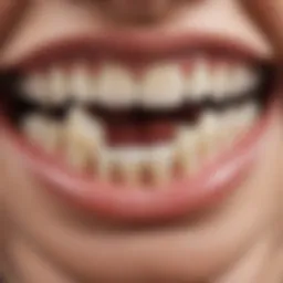 Close-up view of dental tartar on teeth