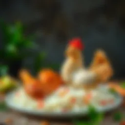 Symbolic representation of dreams featuring rice and chicken