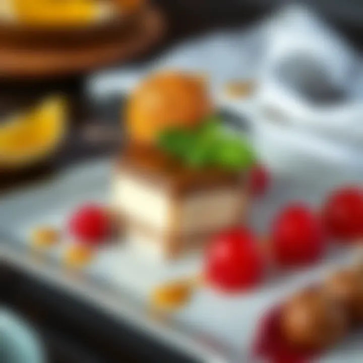 Elegant Dessert Presentation A beautifully arranged dessert on a plate
