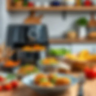 Healthy meals prepared using Electrolux XXL Airfryer with vibrant ingredients