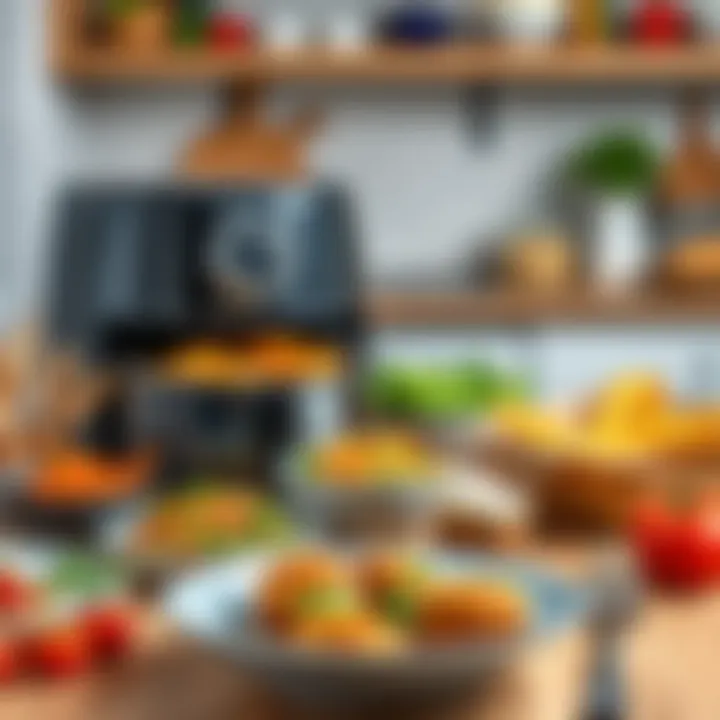 Healthy meals prepared using Electrolux XXL Airfryer with vibrant ingredients