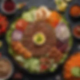 A beautifully arranged platter of Emin Döner Kebap with fresh vegetables