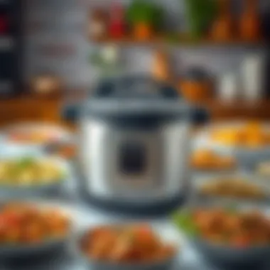 A vibrant display of various dishes cooked using Emsan pressure cookers.