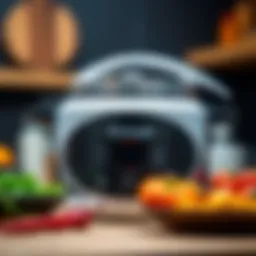 A close-up of Emsan pressure cooker showcasing its sleek design and functionality.