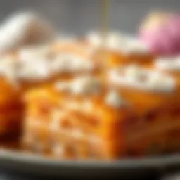 Golden layers of baklava with honey drizzle