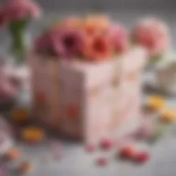 A beautifully arranged gift box with floral accents for Mother's Day.