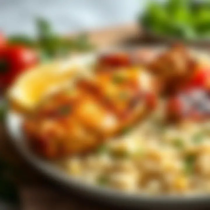 Modern twist on chicken and rice presentation