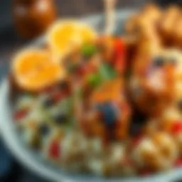 Traditional chicken served on rice with aromatic spices