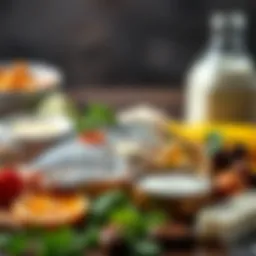 Vitamin D rich foods including fish and dairy