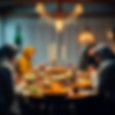 Family Gathering for Iftar Family gathering around the table for iftar