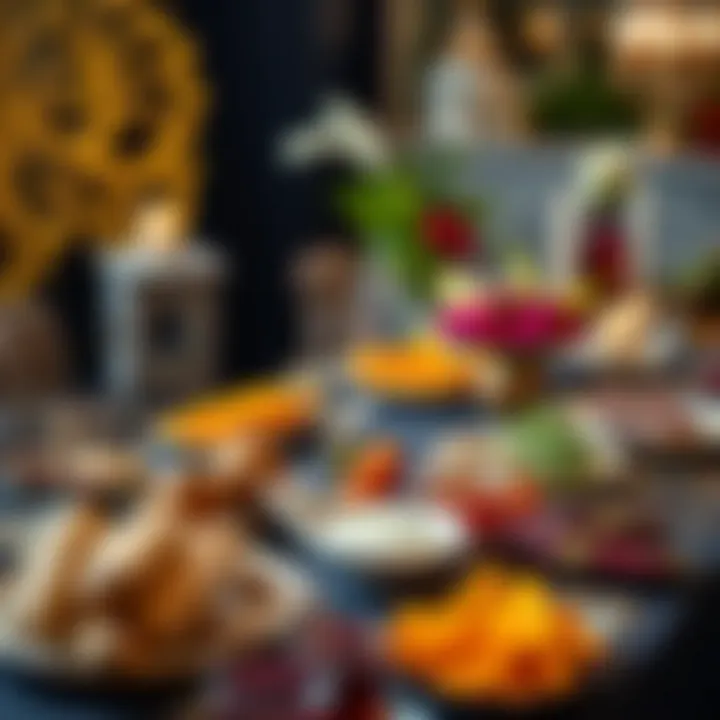 Vibrant Iftar Table Setting Vibrant iftar table setting with local delicacies