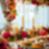 Elegant birthday celebration setting with candles and flowers