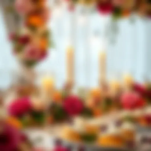 Elegant birthday celebration setting with candles and flowers