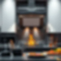 Sleek design of a modern kitchen with a professional oven hood and cooking set
