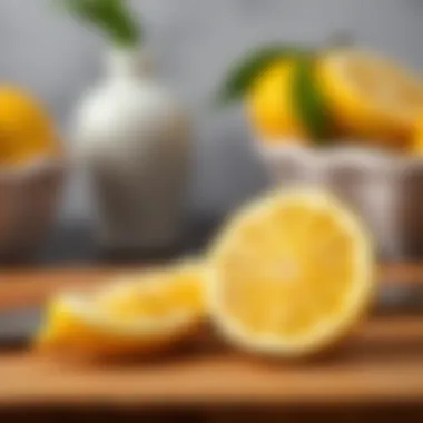Lemon Freshness Fresh lemons and a lemon slice on a cutting board