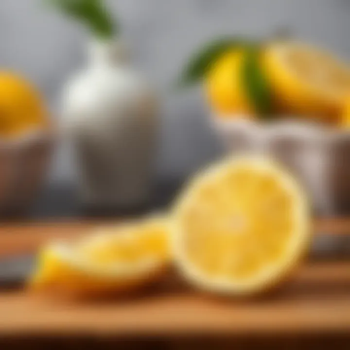 Lemon Freshness Fresh lemons and a lemon slice on a cutting board