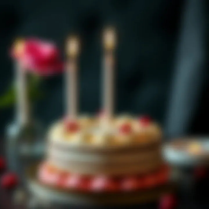 Elegant Cake Presentation for Special Moments Elegant cake presentation with candles and decorations