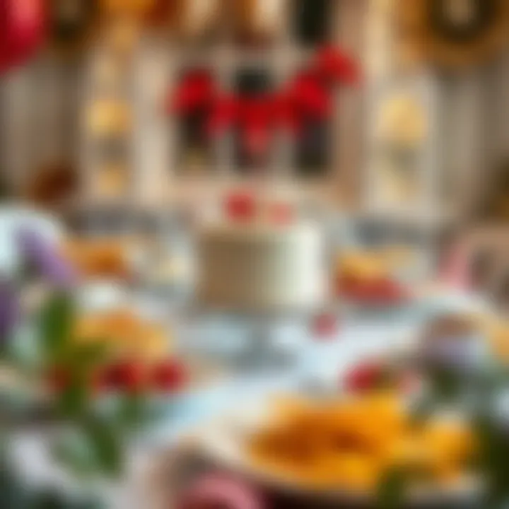 A Festive Table Setting for Birthday Celebrations Table set for a birthday celebration with cake and treats