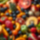 Colorful assortment of fruits rich in vitamins